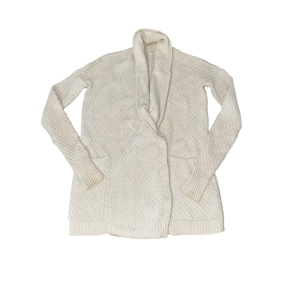 Lululemon Post Practice Cardigan Cream Beige Cable Knit Size 4